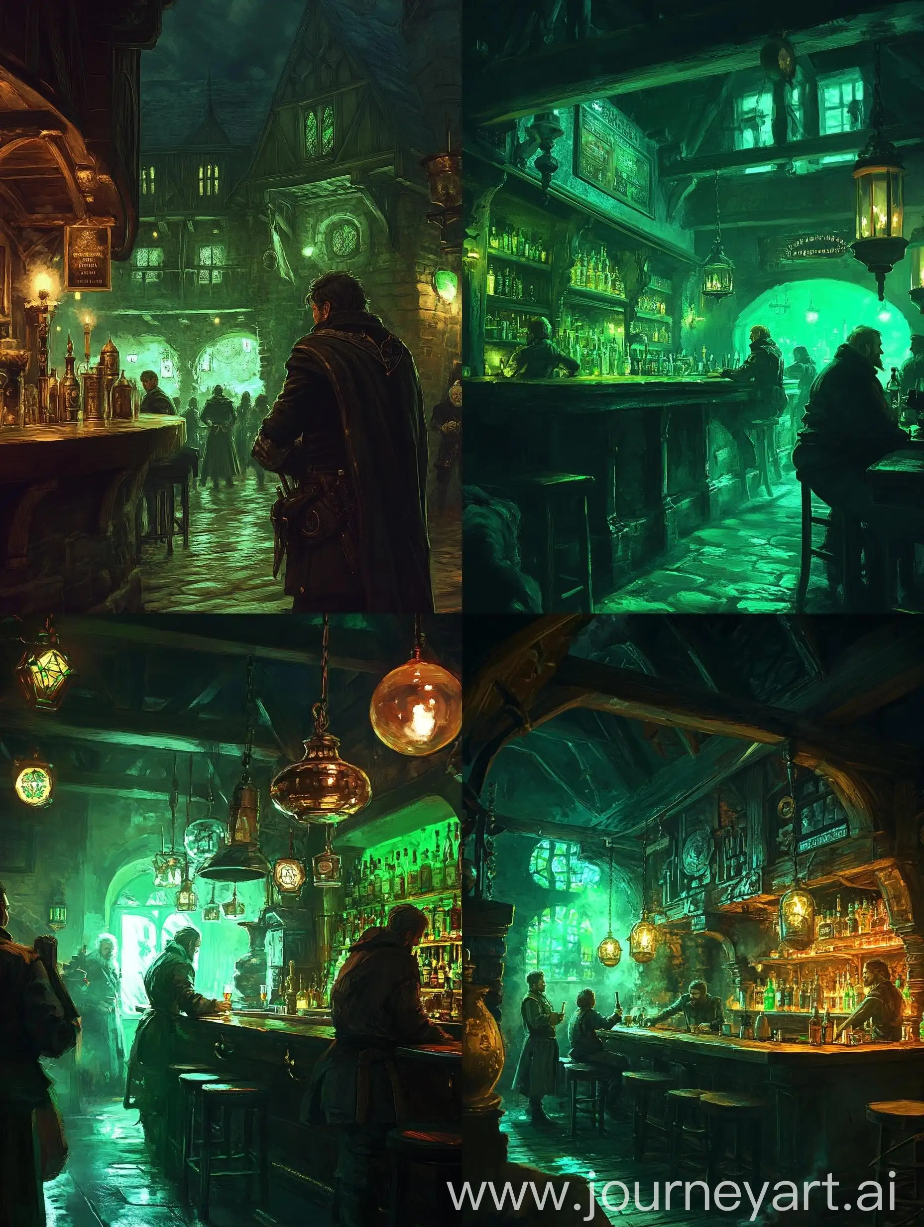 Cozy-Fantasy-Tavern-with-Bards-and-Green-Lighting