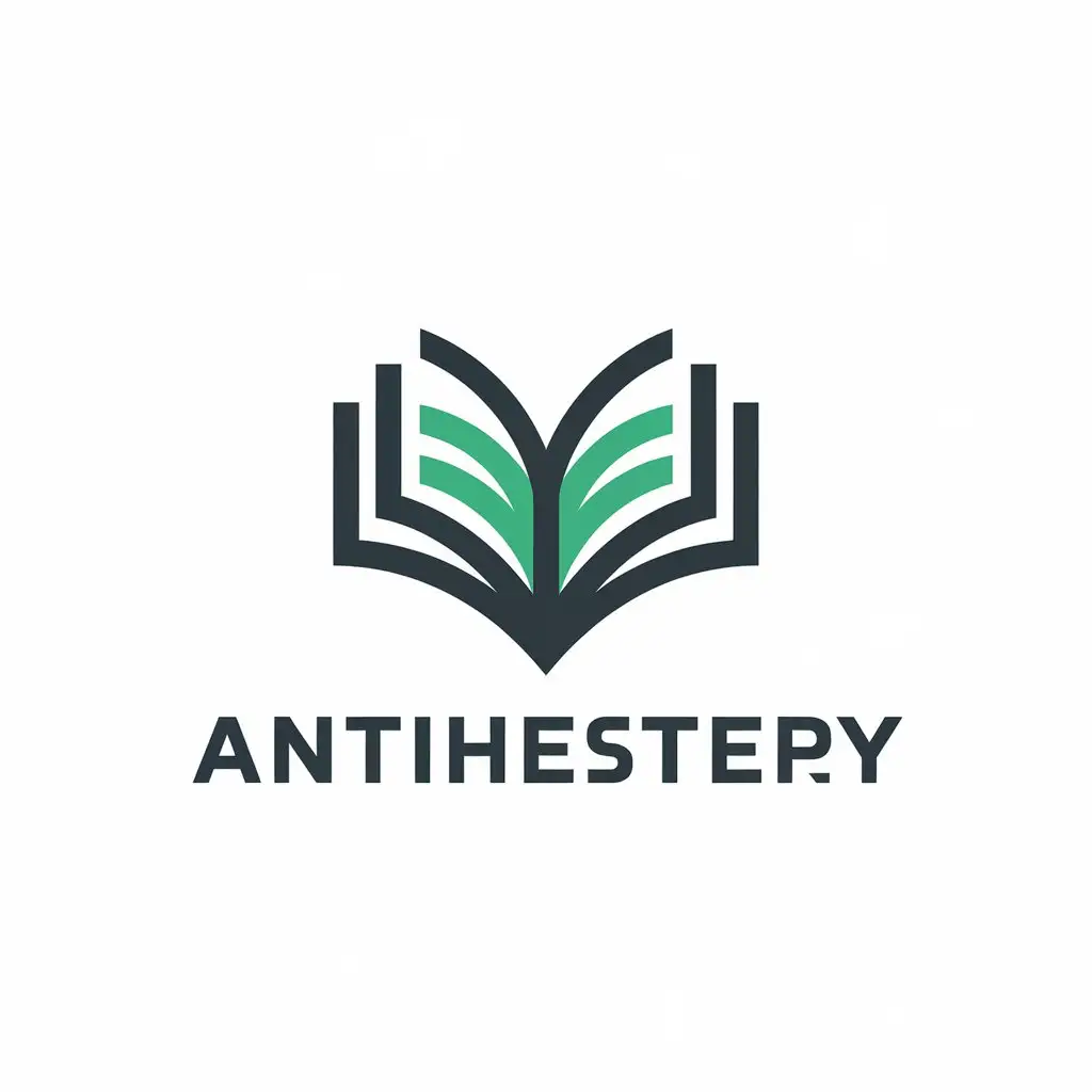 a vector logo design,with the text "antihestery", main symbol:book,Moderate,be used in research industry,clear background