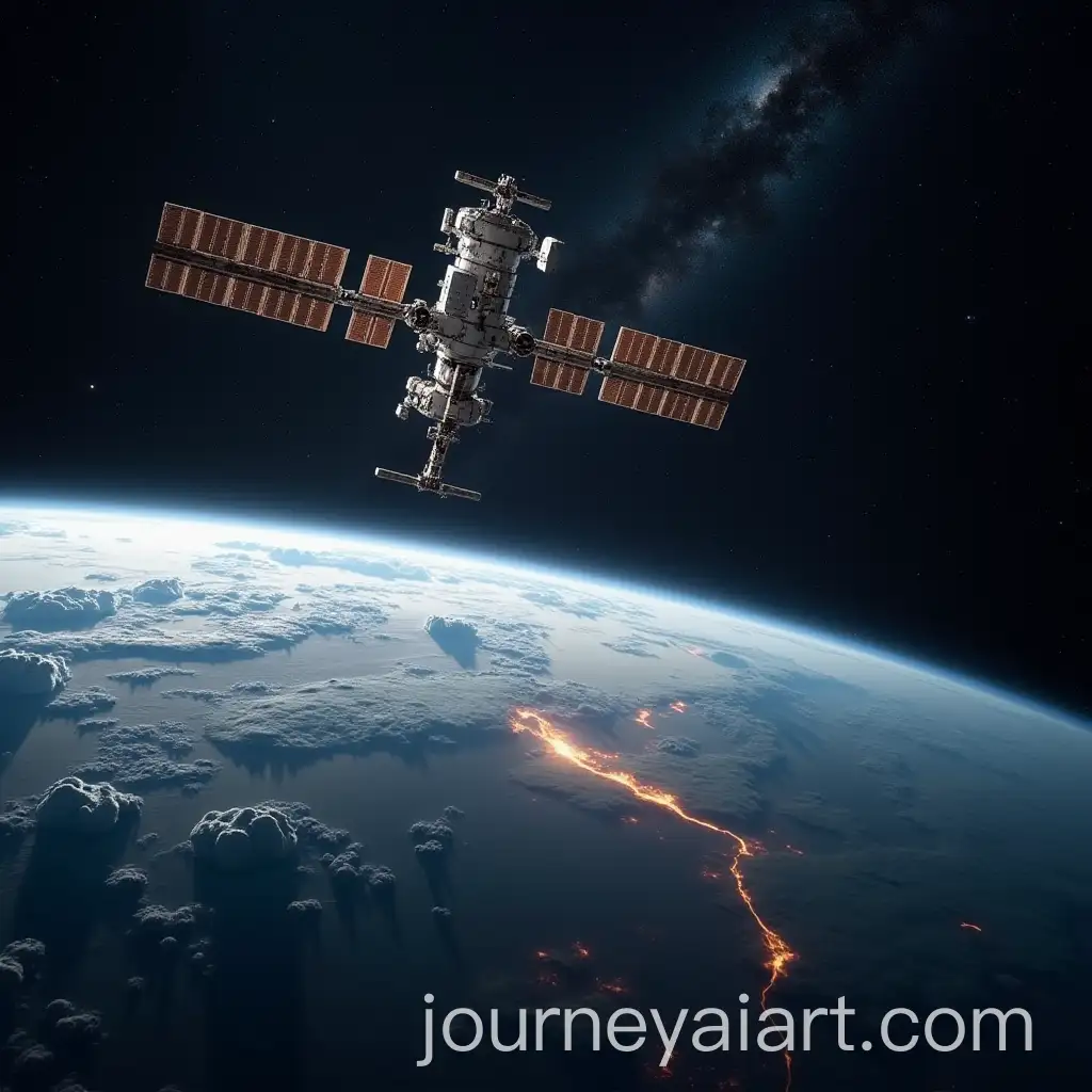 Space-View-of-Earth-with-Hovering-Space-Station-and-To-Mars-Sign