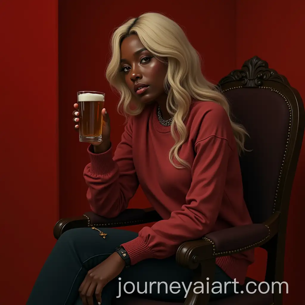 20YearOld-DarkSkinned-Woman-in-Victorian-Era-Room-with-Beer-and-Hyperrealistic-Details