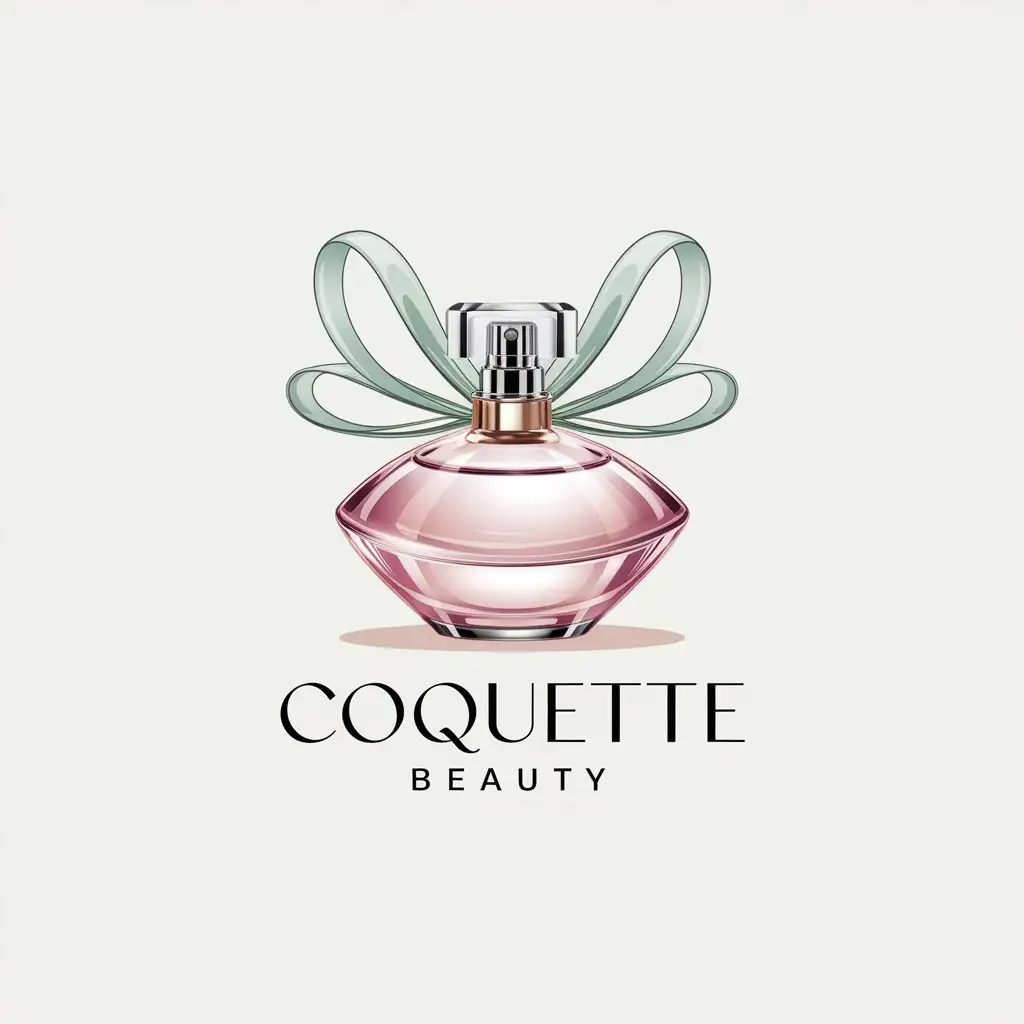 LOGO Design for Coquette Beauty Elegant Green BowShaped Perfume Flacon with Modern and Minimalistic Style