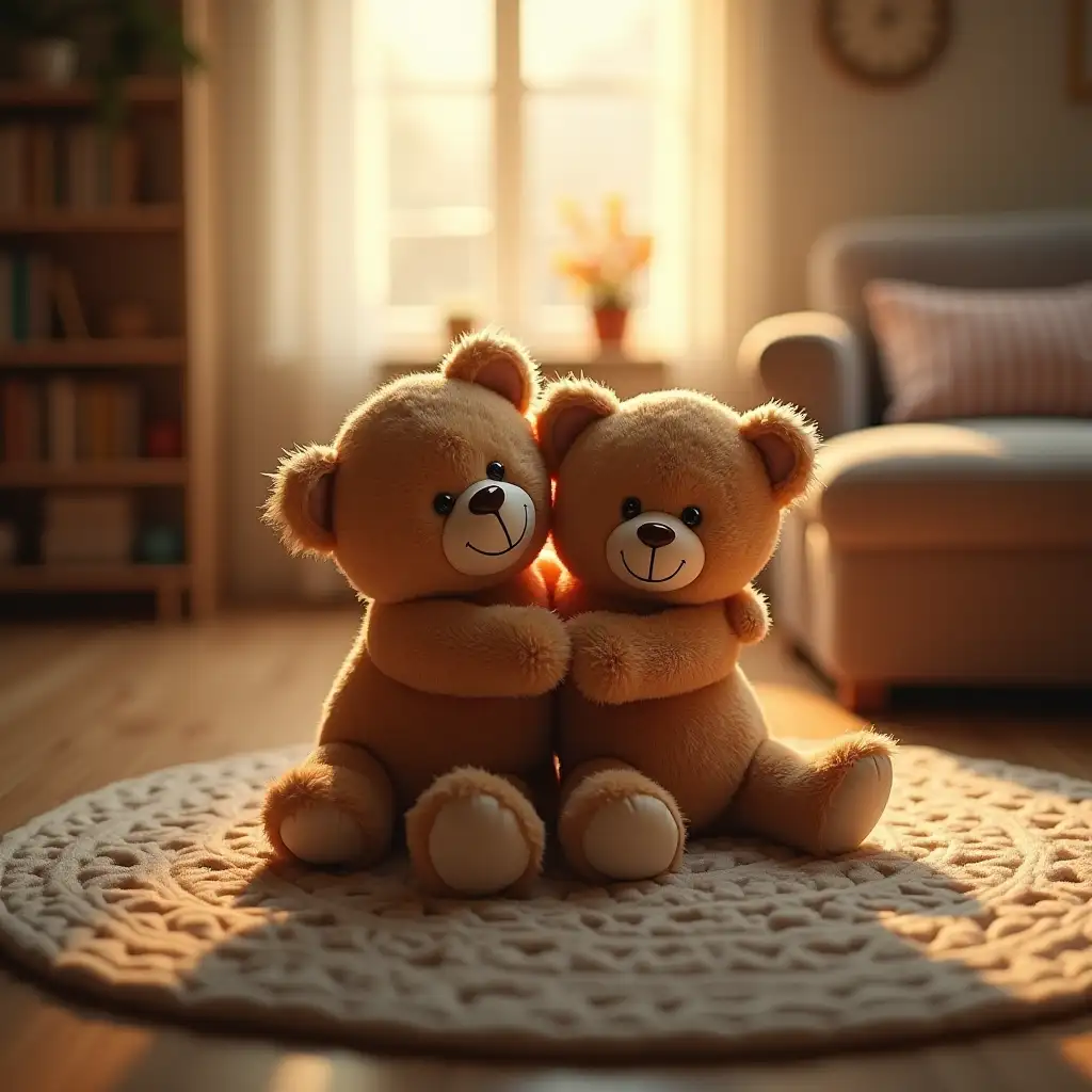 Two-Teddy-Bears-Hugging-Each-Other-in-a-Cozy-Living-Room