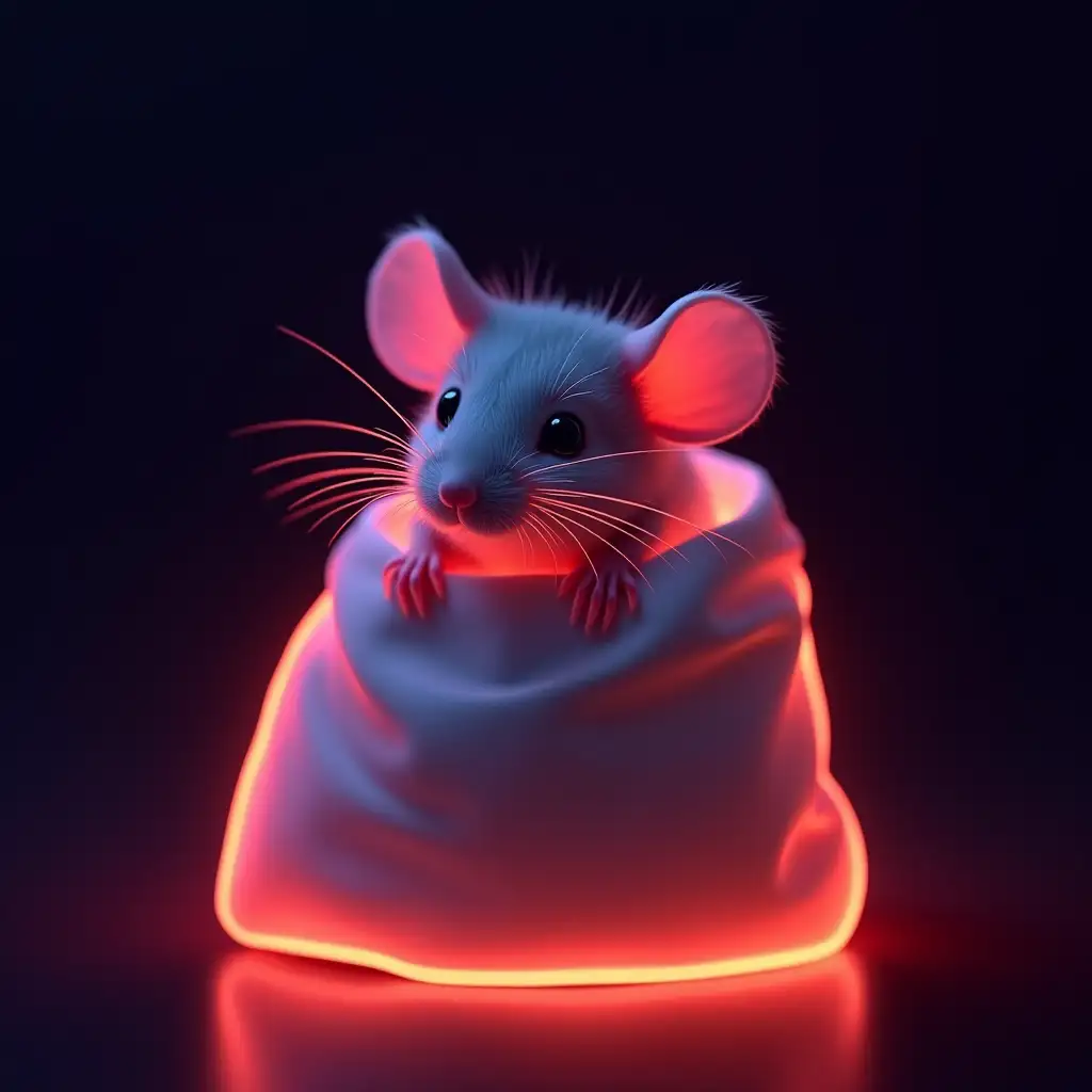 Neon-Glowing-Bag-with-Mouse-Peeking-Out