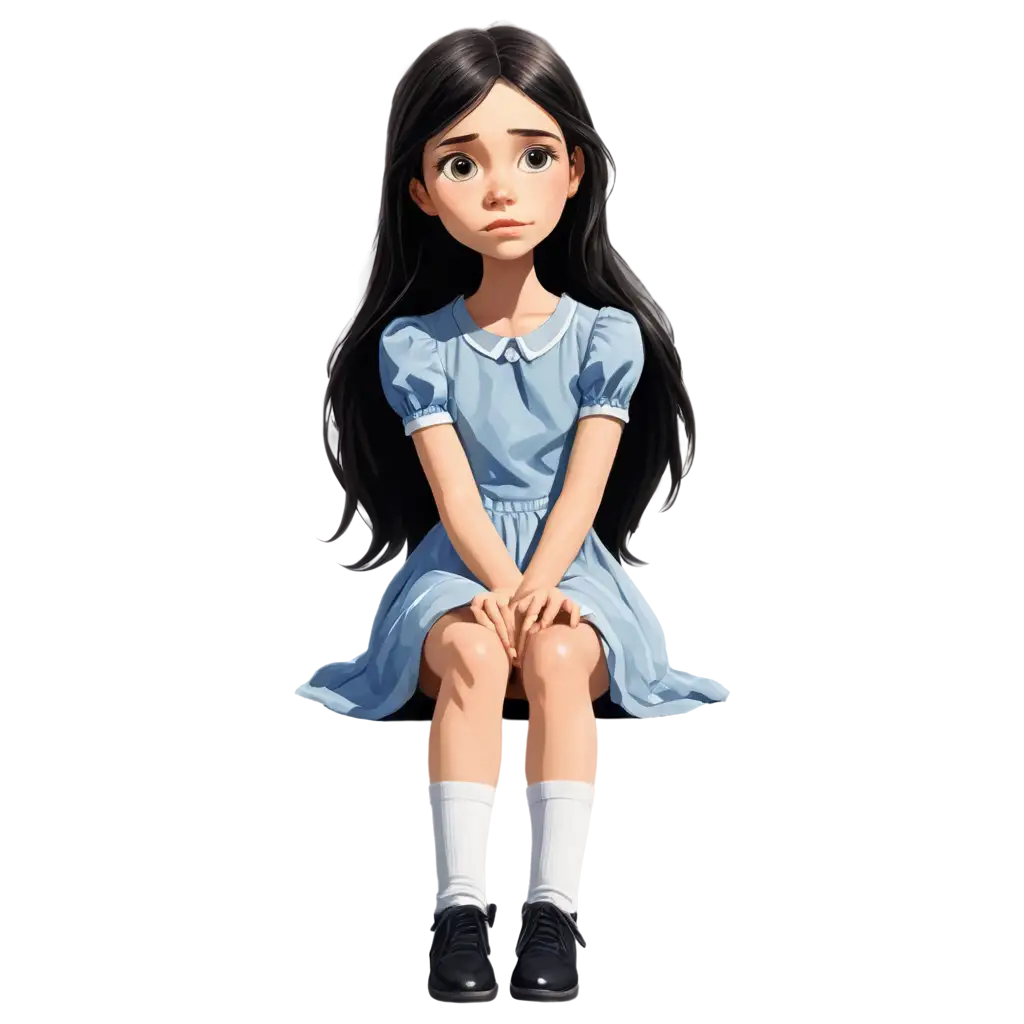 Realistic-Cartoon-Character-PNG-of-a-12YearOld-Girl-Crying-with-a-Hurt-Leg