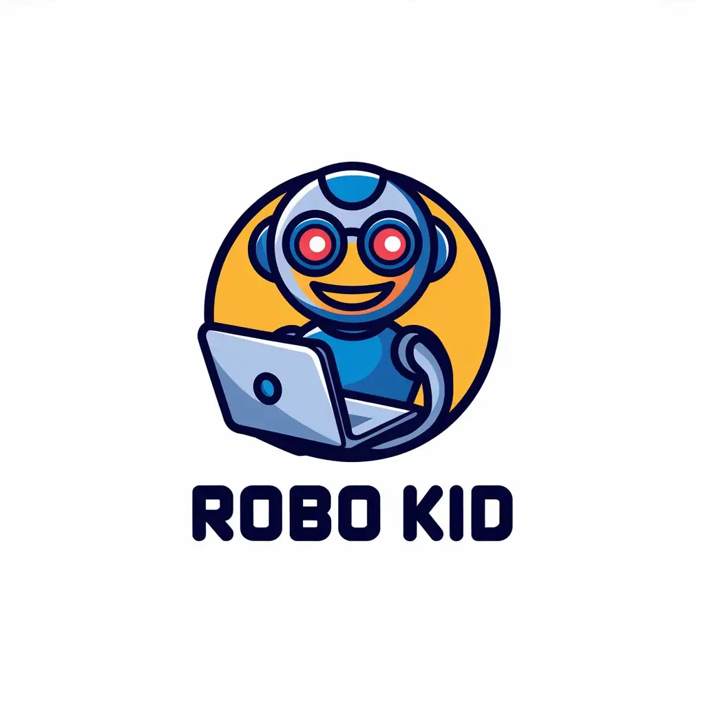 LOGO Design for Robo Kid Smiling Robot Laptop with Modern and Educational Theme