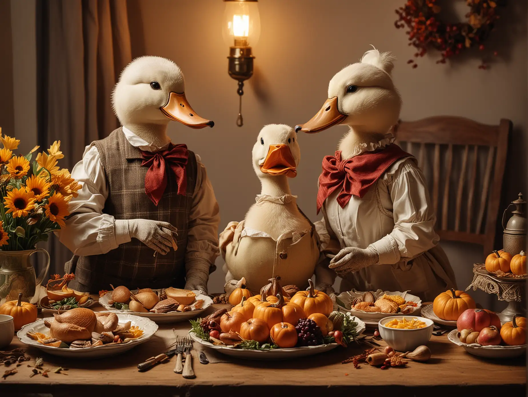 Whimsical-Ducks-Preparing-Thanksgiving-Dinner-in-Autumn