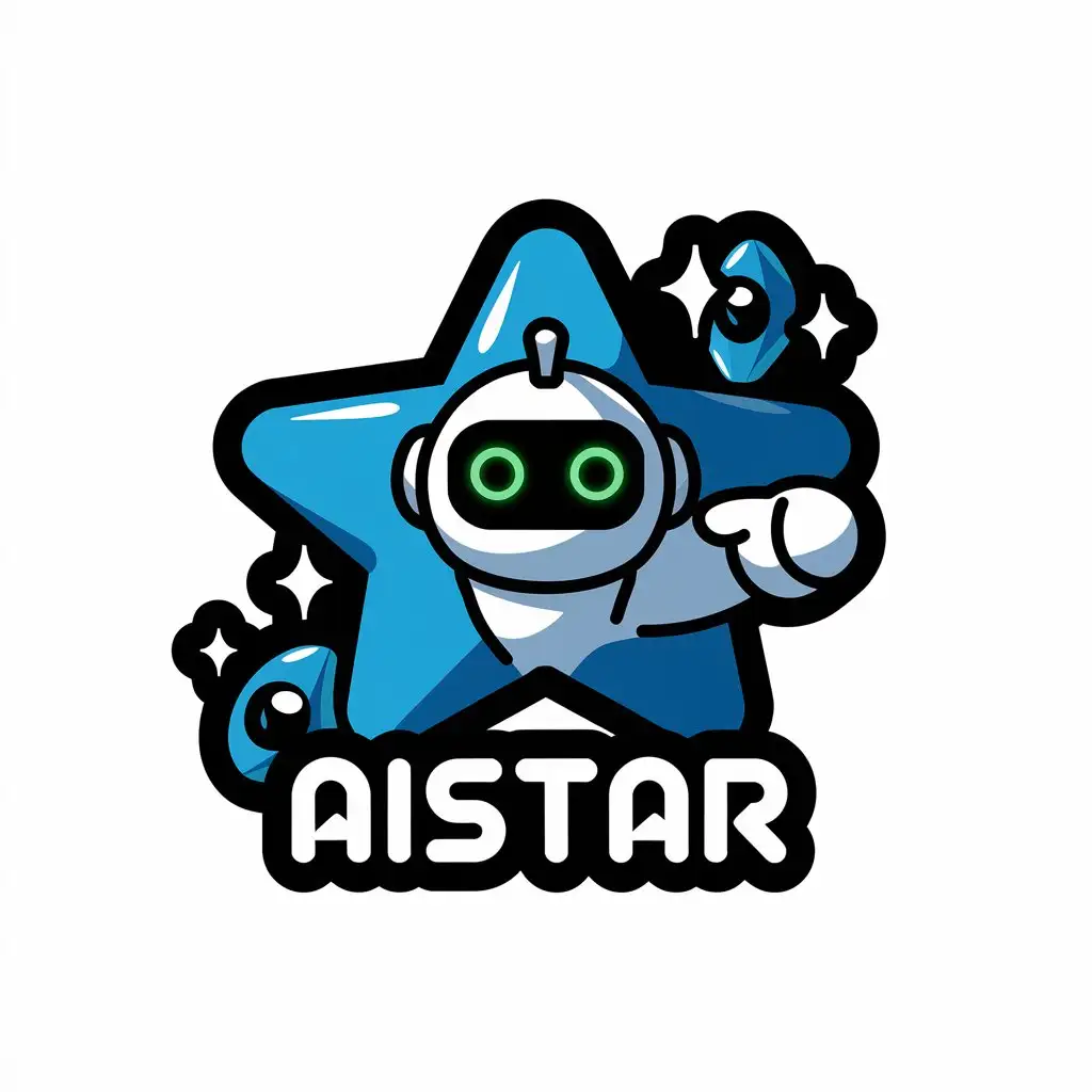 LOGO-Design-for-AIstar-Futuristic-Blue-Star-Robot-Avatar-Emblem-with-Mobile-Gaming-Aesthetic