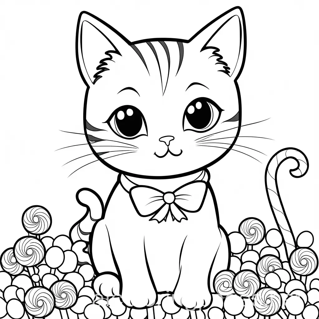 Candy-Cat-Coloring-Page-Black-and-White-Line-Art