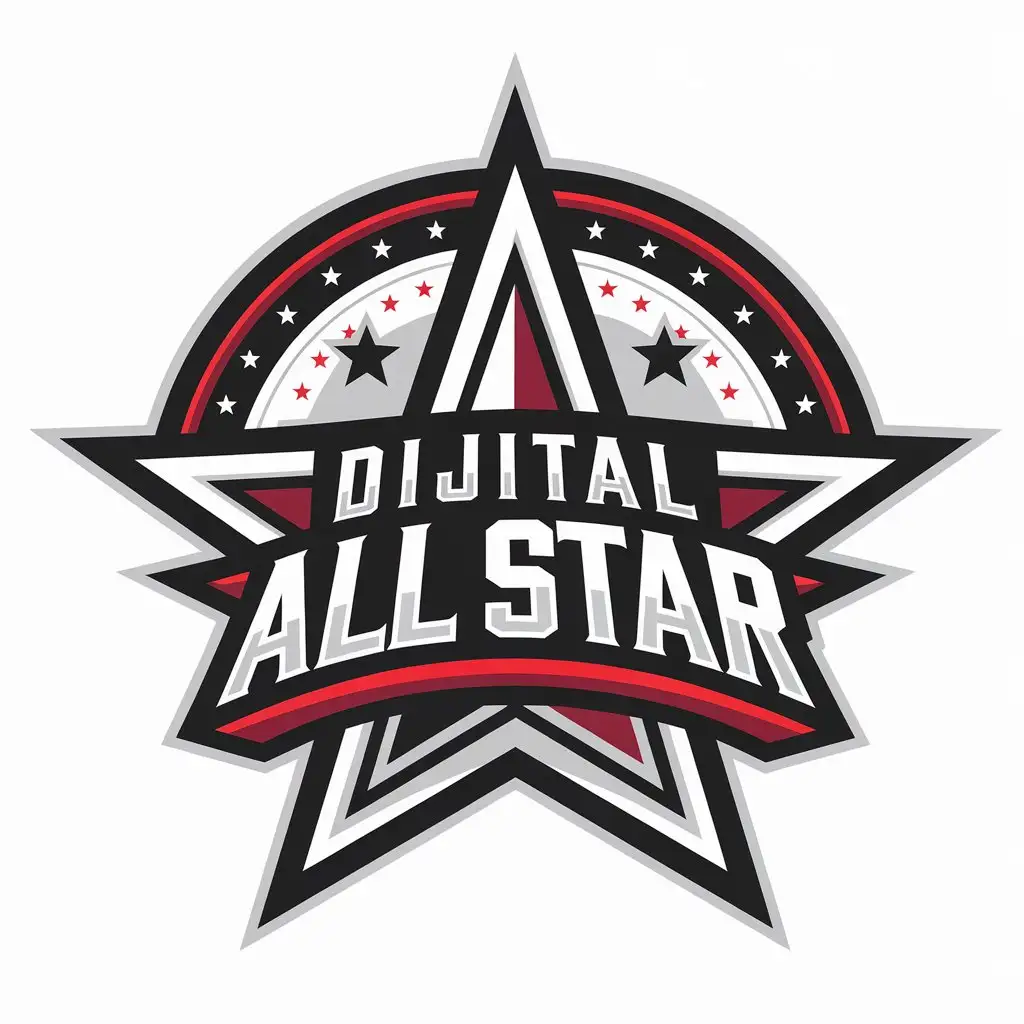 LOGO Design for Dijital ALL STAR Black White Red Star Symbol for Education Industry