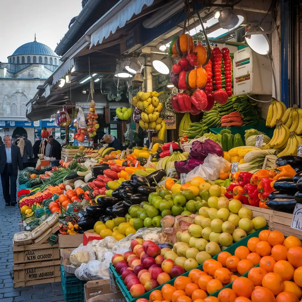 Bazar in Alanya with lots of fruit and vegetables