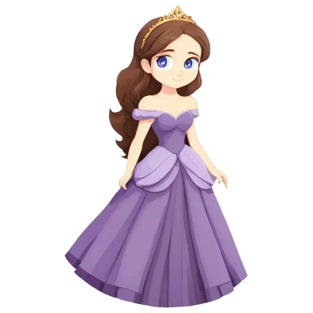 Stunning-PNG-Image-of-a-2D-Pixel-Style-Princess-with-Brown-Hair-and-Purple-Dress