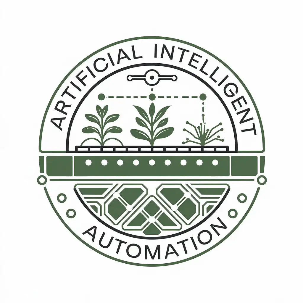 a vector logo design,with the text "artificial intelligent automation", main symbol:smart hydroponic farming,Moderate,be used in Technology industry,clear background