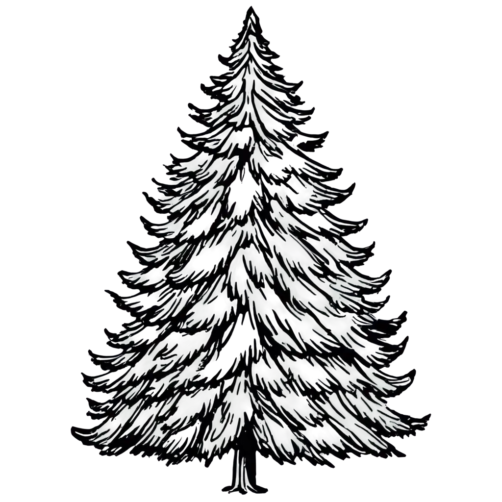 Stunning-BlackandWhite-Fir-Tree-PNG-Image-for-Versatile-Creative-Applications