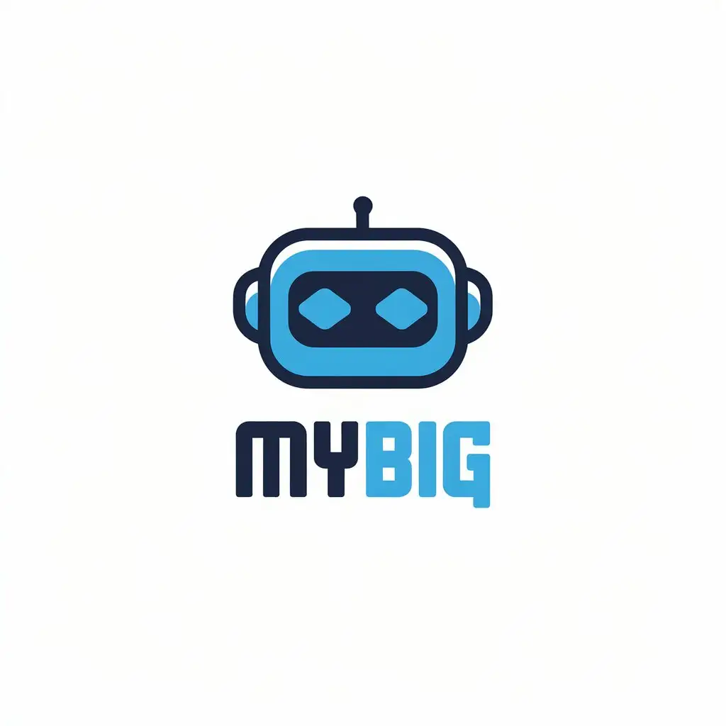 a vector logo design,with the text "MyBig", main symbol:robot,Moderate,clear background