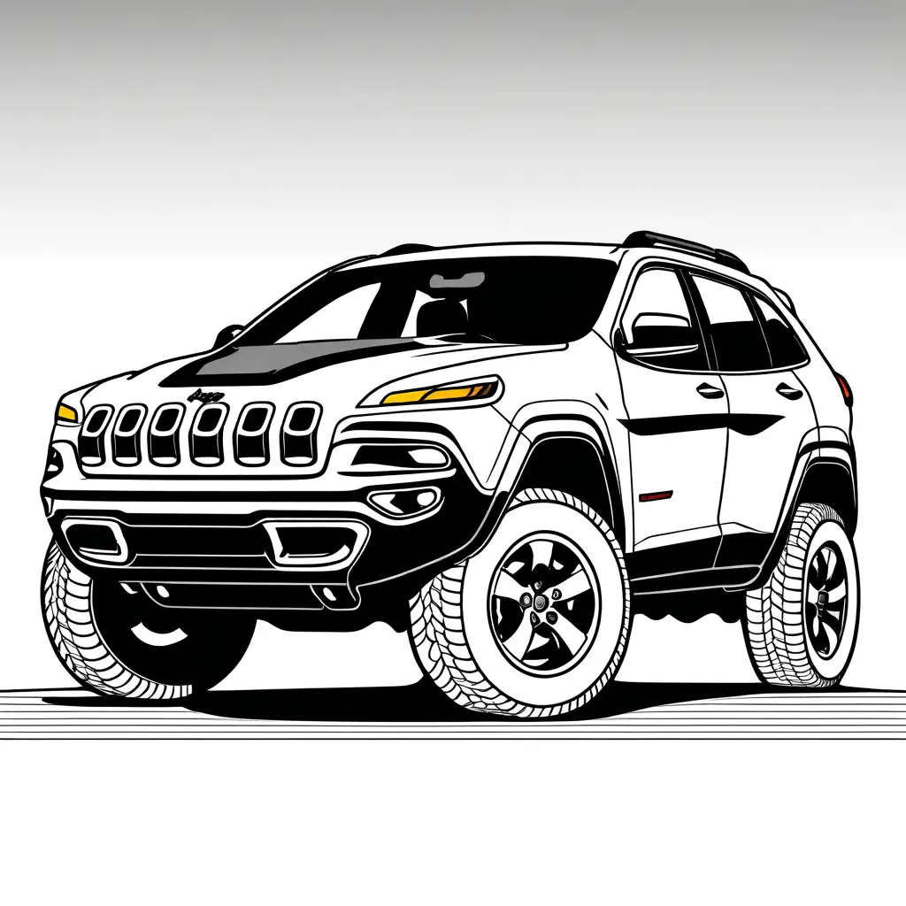 Jeep-Cherokee-KL-Trailhawk-Coloring-Page-Black-and-White-Line-Art