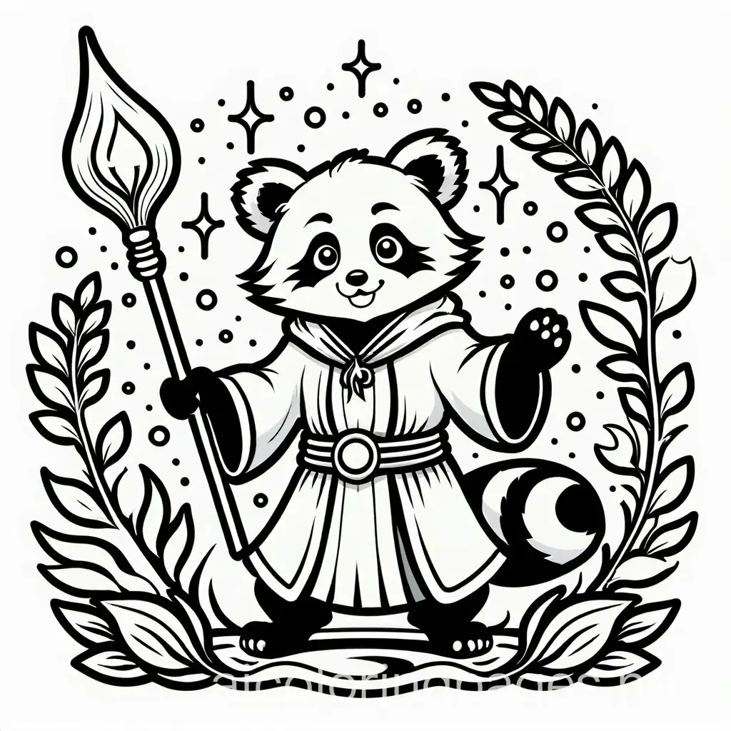 Red-Panda-Wizard-Casting-Magic-Spell-Coloring-Page