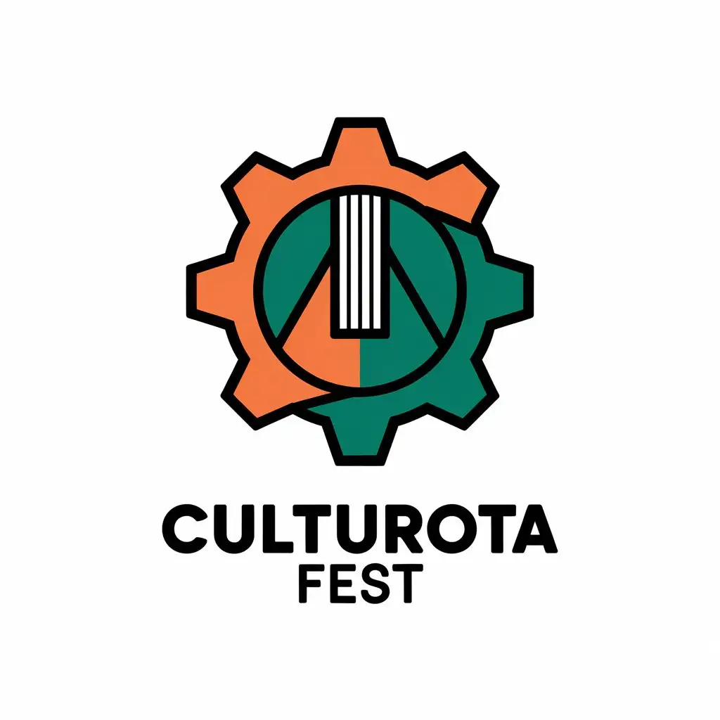 a vector logo design,with the text "CultuRota Fest", main symbol:a gear wheel + electric guitar,Moderate,be used in Nonprofit industry,clear background