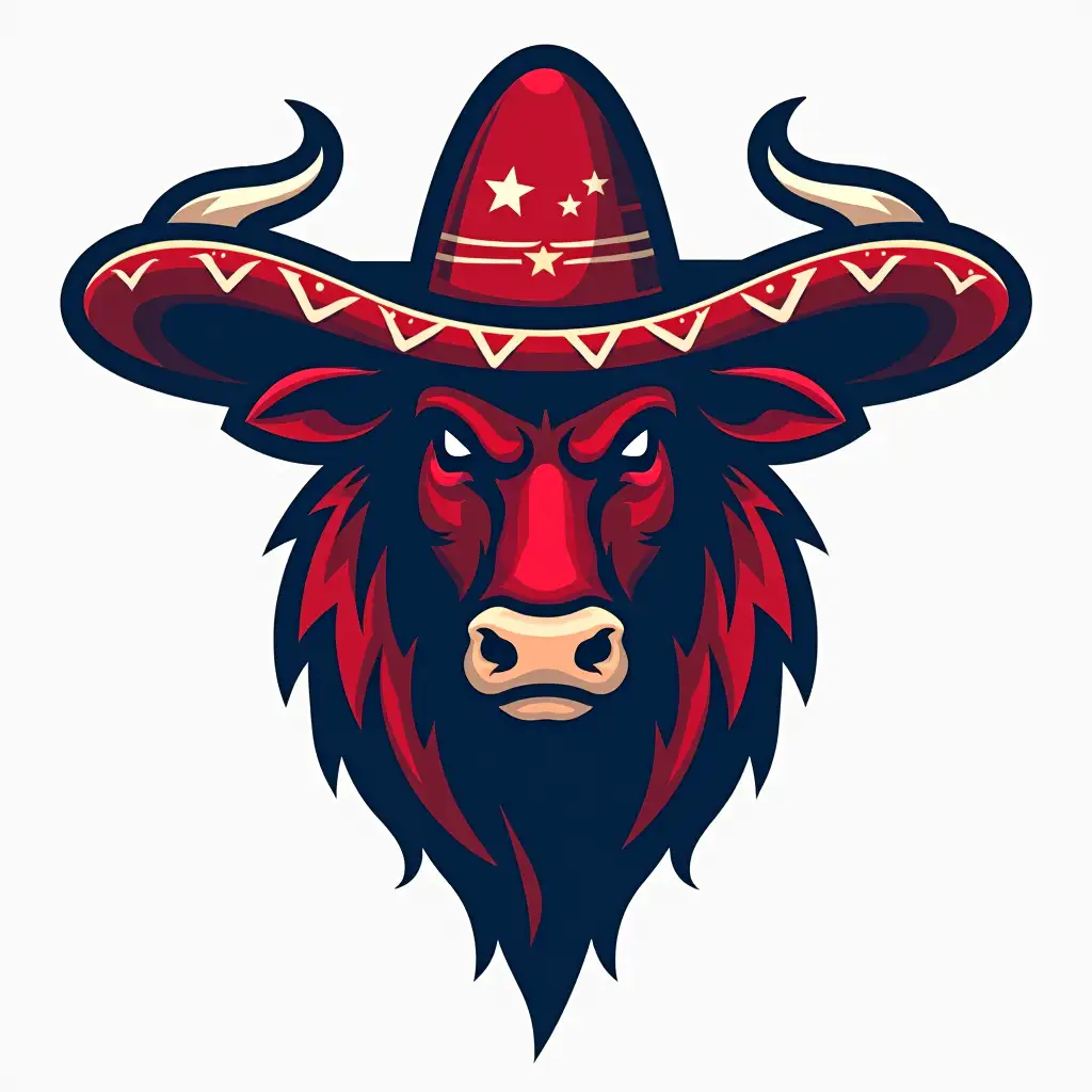 TexasThemed College Football Team Logo Featuring a Sombrero on a Bull