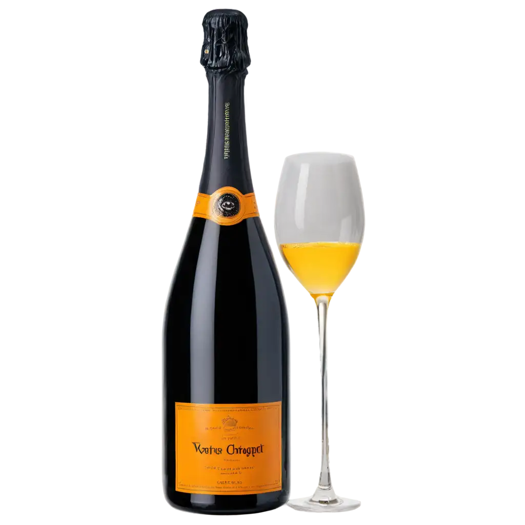 Champagne-Veuve-Clicquot-Brut-Magnum-15L-Bottle-with-Sparkling-Wine-Glass-PNG-for-HighQuality-Visuals