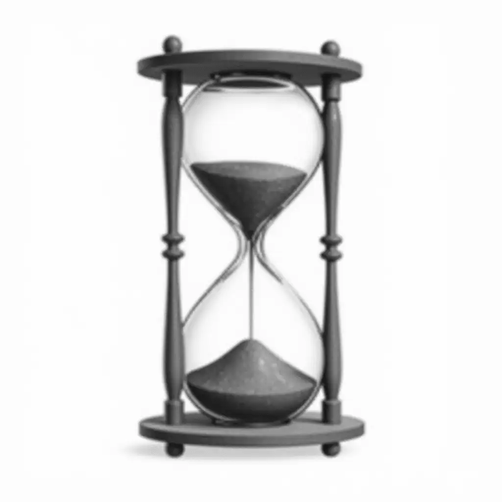 Vintage Hourglass on Its Side in Black and White