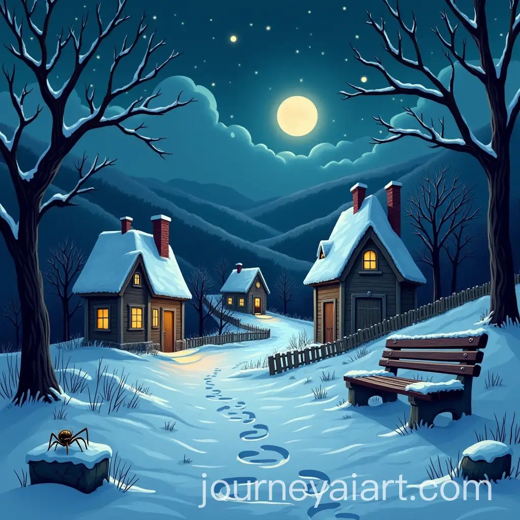 Charming-Winter-Scene-with-CartoonStyle-Houses-and-a-Starry-Night