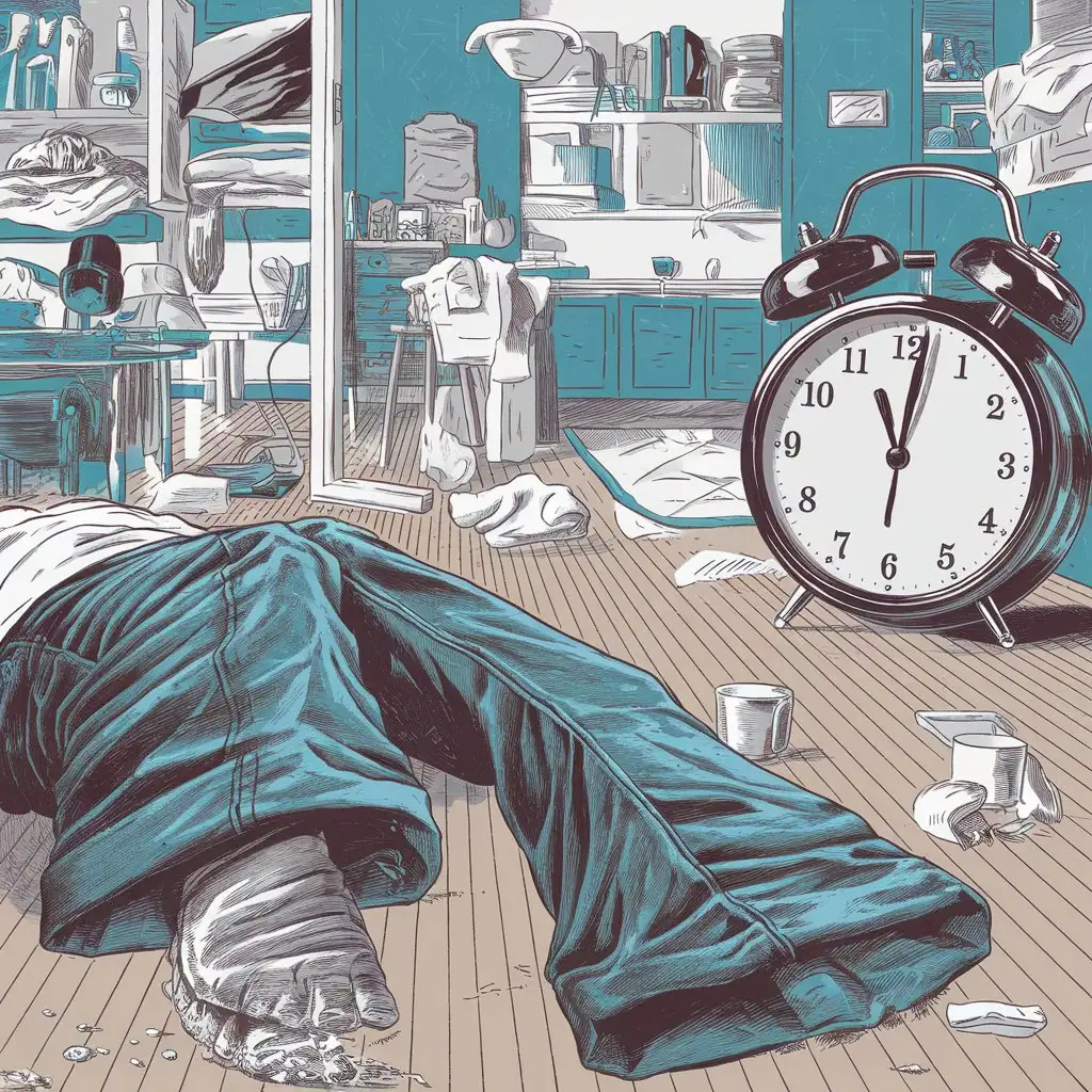When we sleep in our beds at night, Life goes on in apartments without us - The floors get dusty, the trousers get wrinkled, The alarm clock is gloatingly waiting for six. A clear and incredibly complex illustration, very detailed