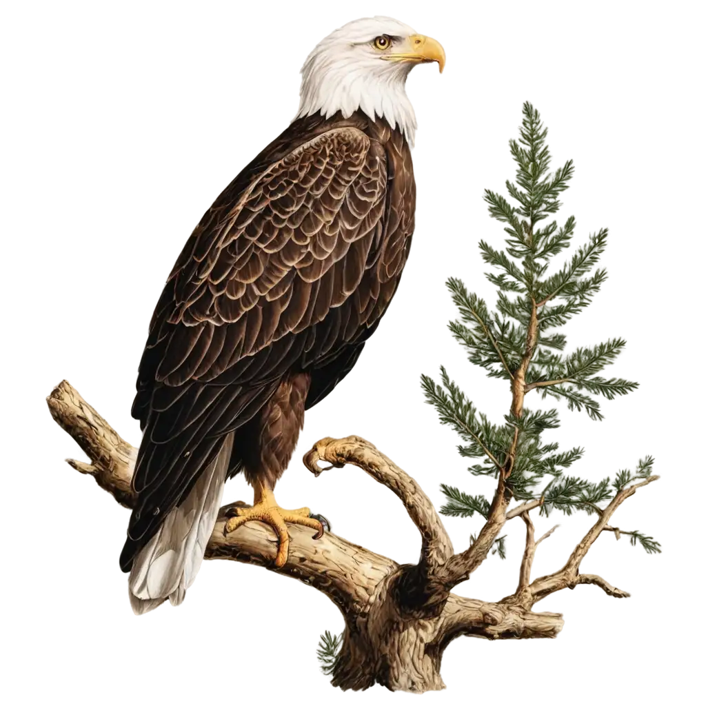 eagle on tree illustrated