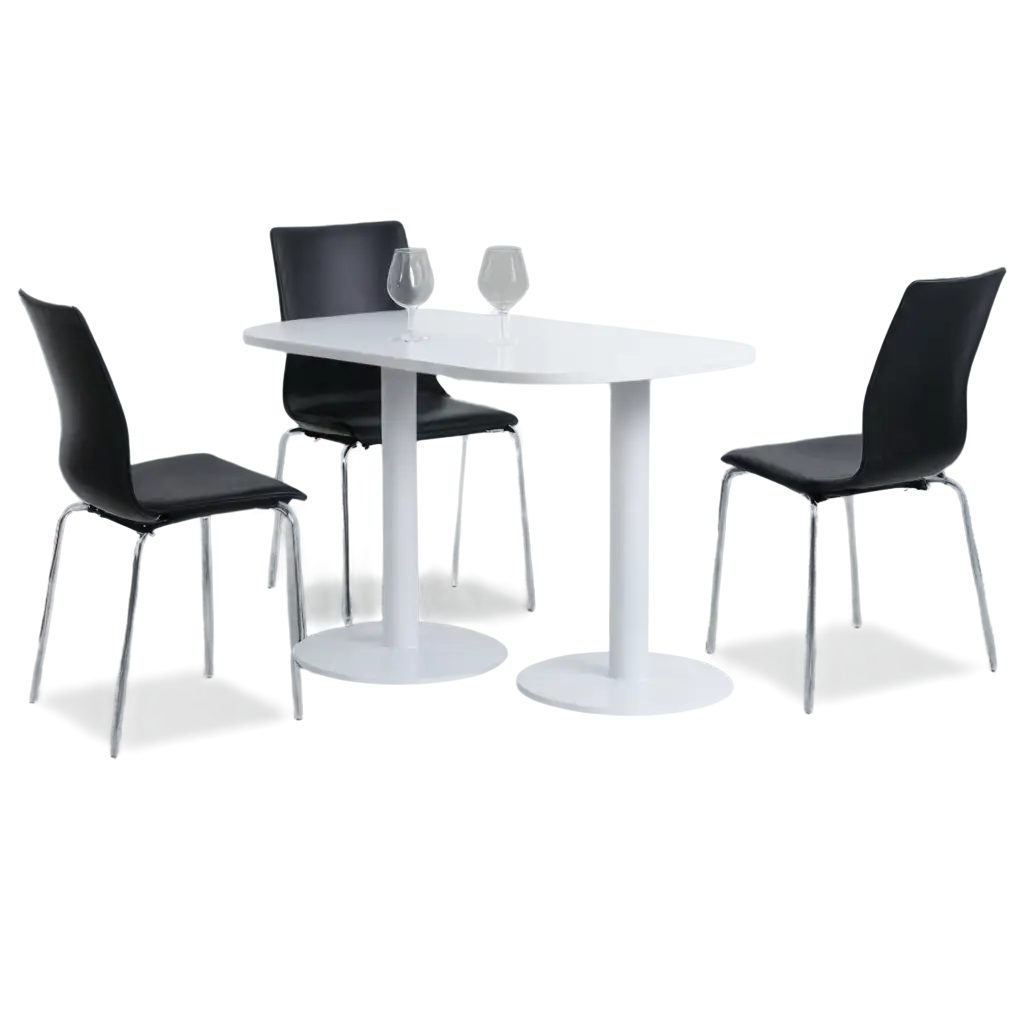 Modern-Restaurant-Table-with-4-Chairs-PNG-Image-Contemporary-Design-in-Black-and-White