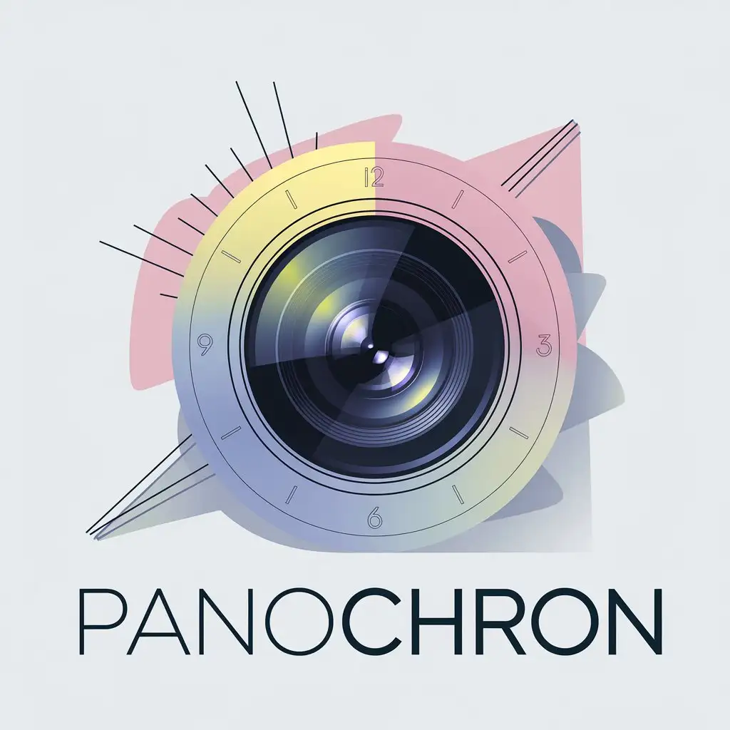 LOGO Design for Panochron Camera Lens and Clock Face with Pastel Shades