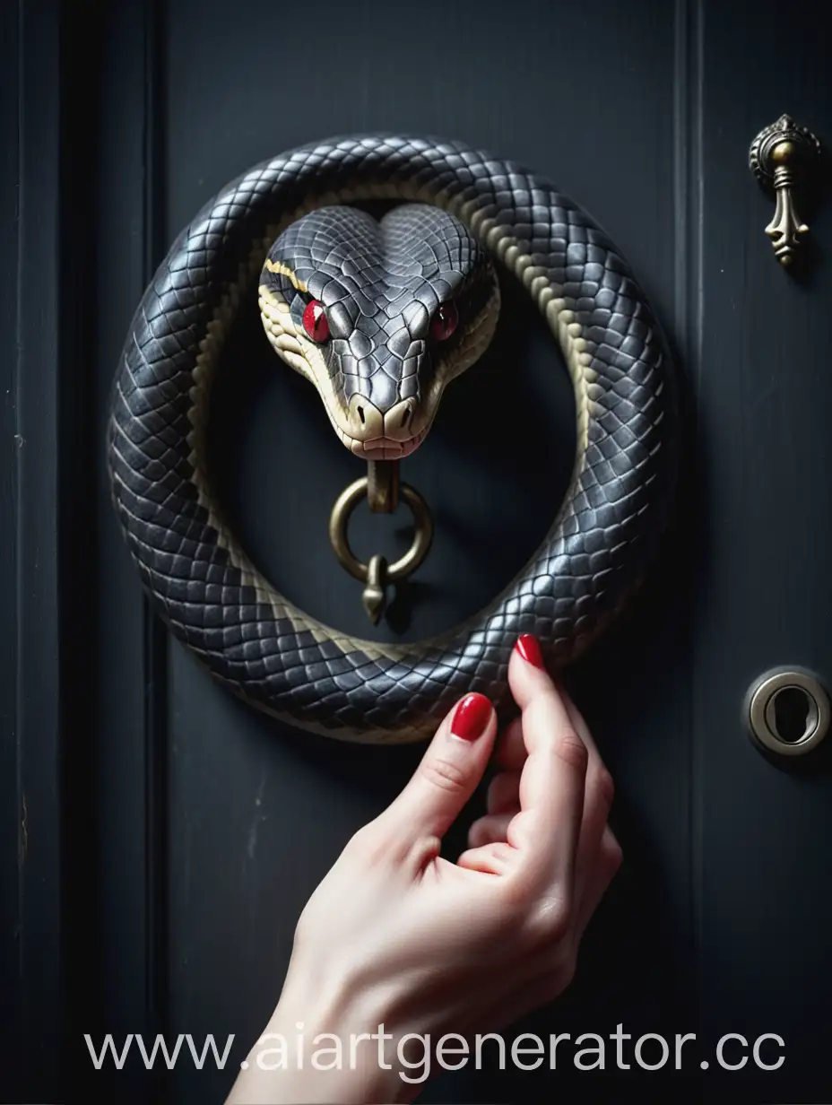 Mysterious-Door-with-Snake-Handle-and-Ouroboros-Key