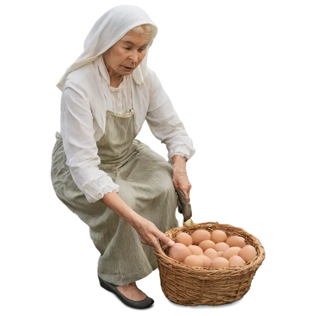 white old and poor lady selling eggs