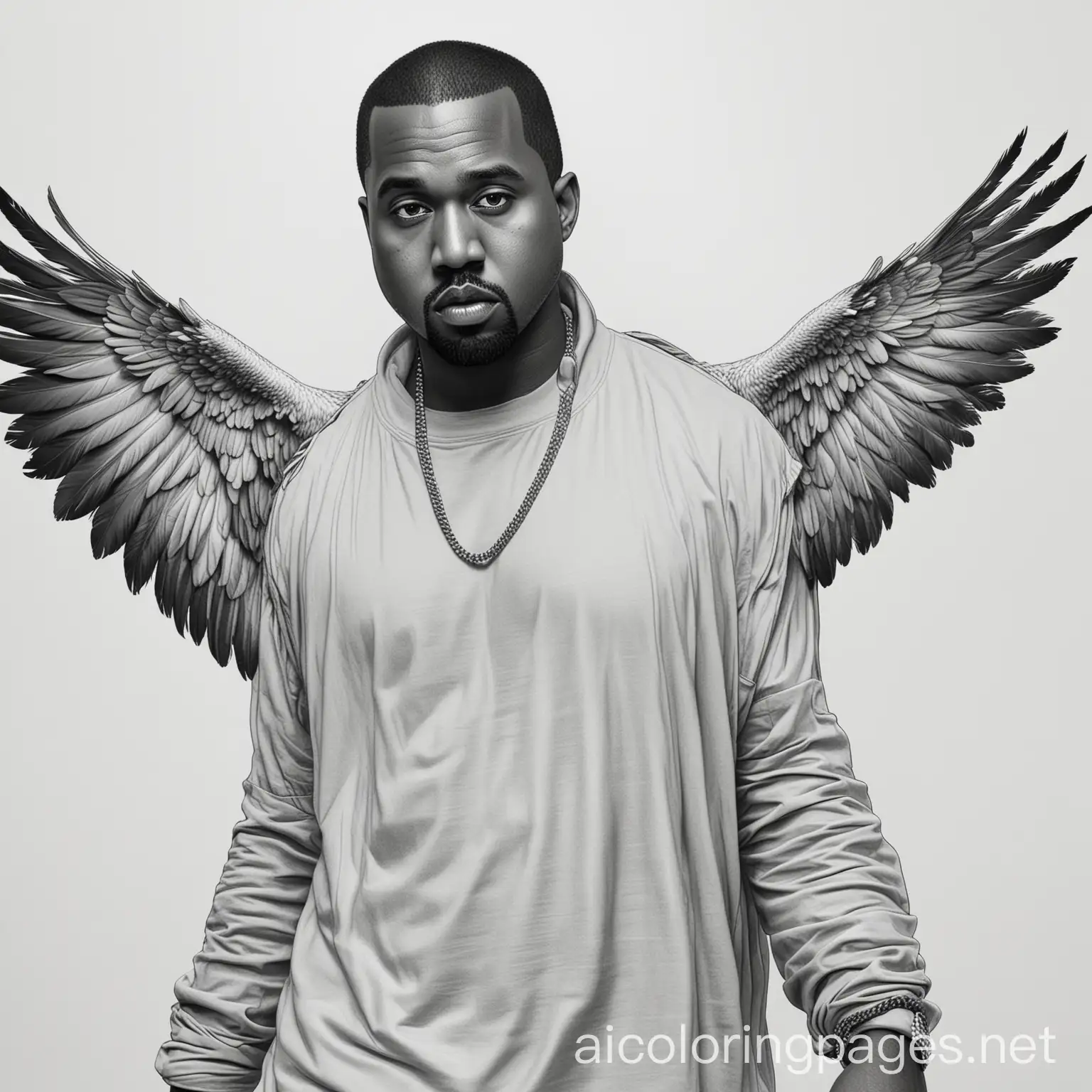 kanye west dropping vultures 2, Coloring Page, black and white, line art, white background, Simplicity, Ample White Space