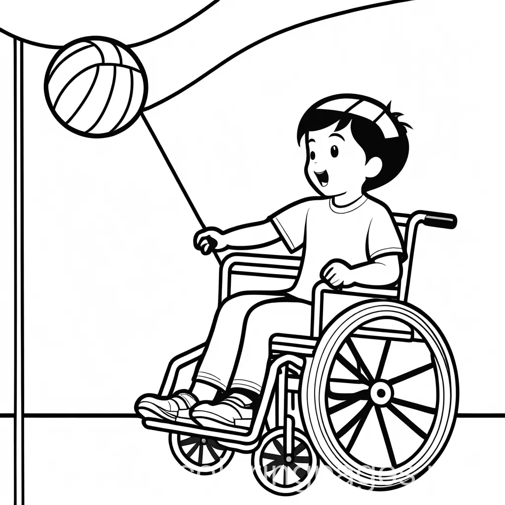 Asian-Child-in-Wheelchair-Playing-Volleyball-Coloring-Page