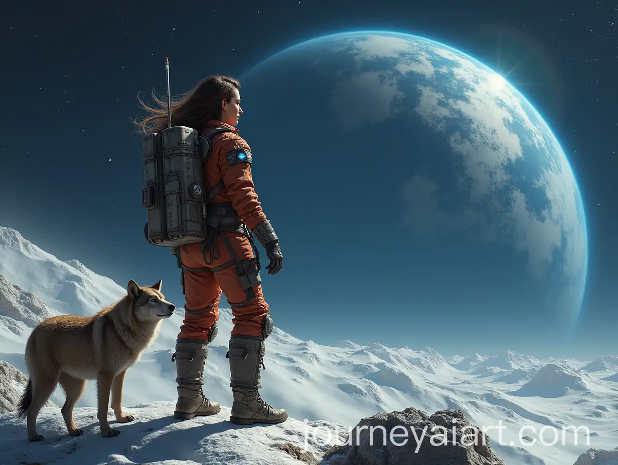 Brunette-Warrior-Woman-on-the-Moon-with-Space-Bear-and-Wolf
