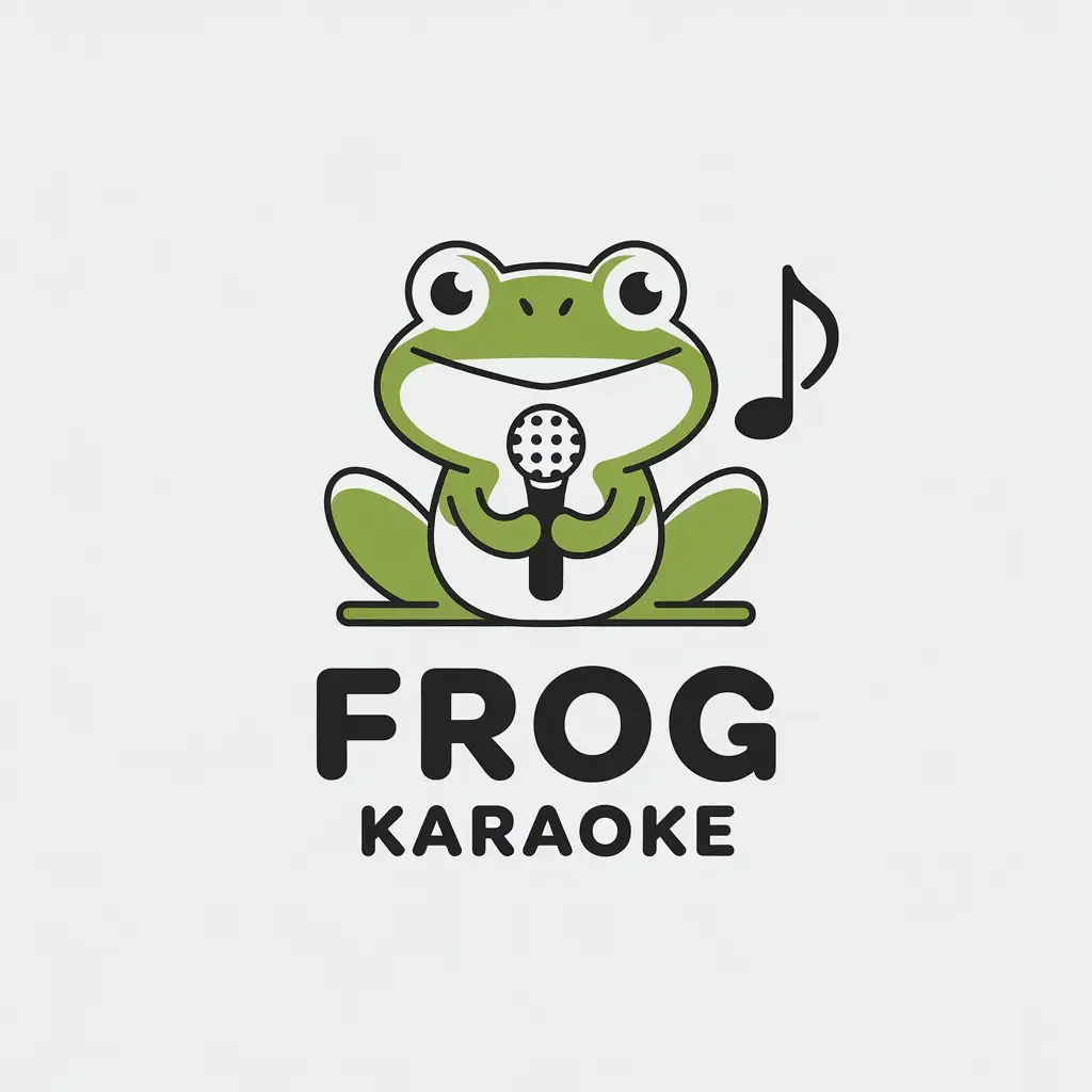 LOGO-Design-for-Frog-Karaoke-Cute-Frog-and-Microphone-in-Minimalistic-Style