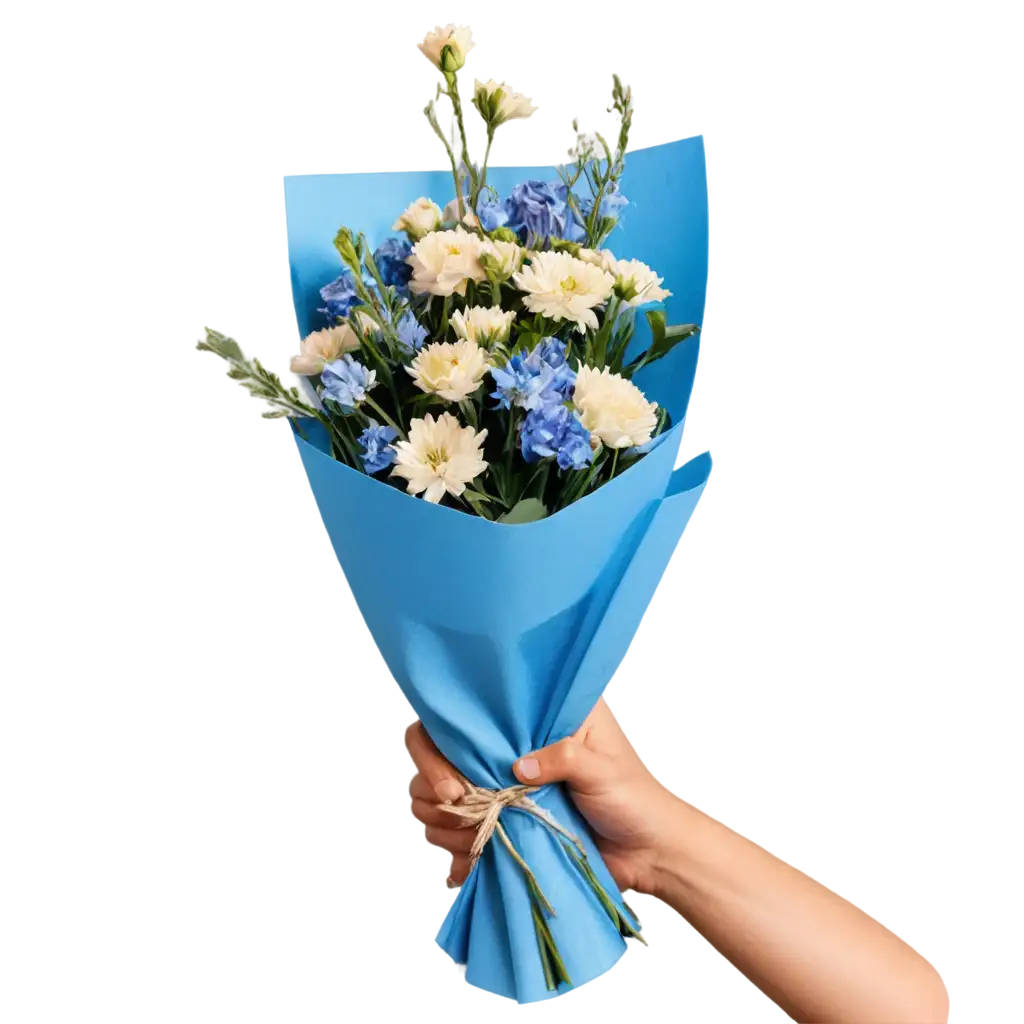 Small-Bouquet-in-Blue-Paper-PNG-Image-HighQuality-and-Versatile-Format-for-Design-Projects