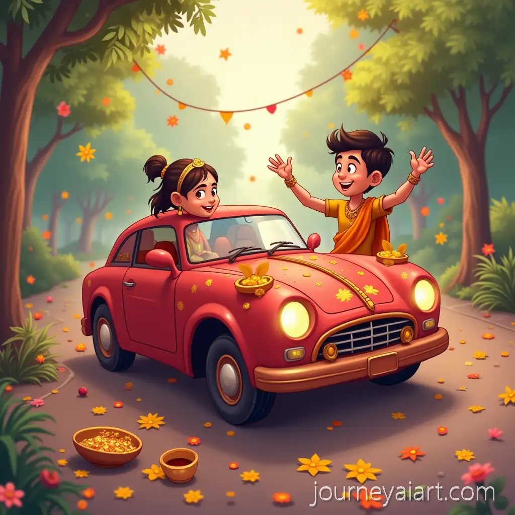 Modern-Car-and-Traditional-Raksha-Bandhan-Celebration-with-Siblings-Performing-Rituals