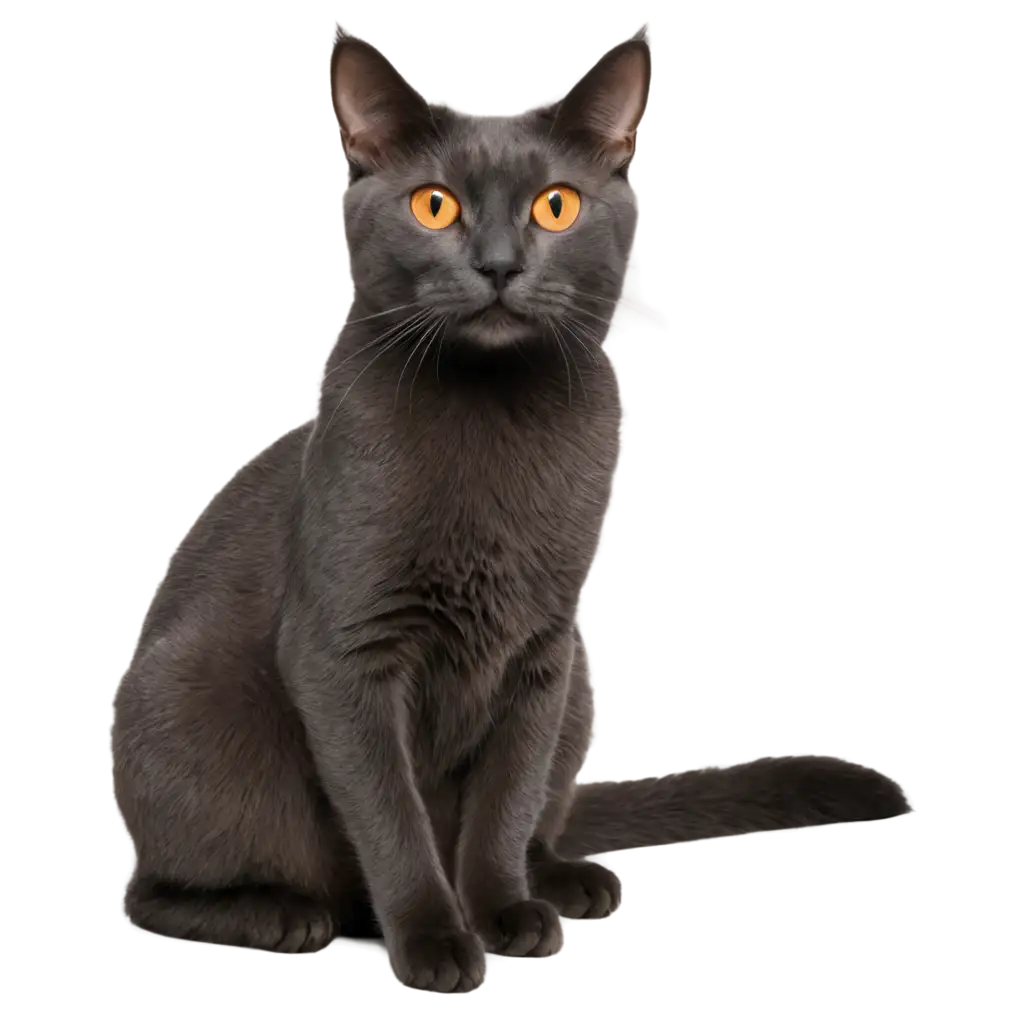 Mystical-Dark-Gray-Cat-with-Dark-Orange-Eyes-FullLength-PNG-Image-for-Creative-Projects