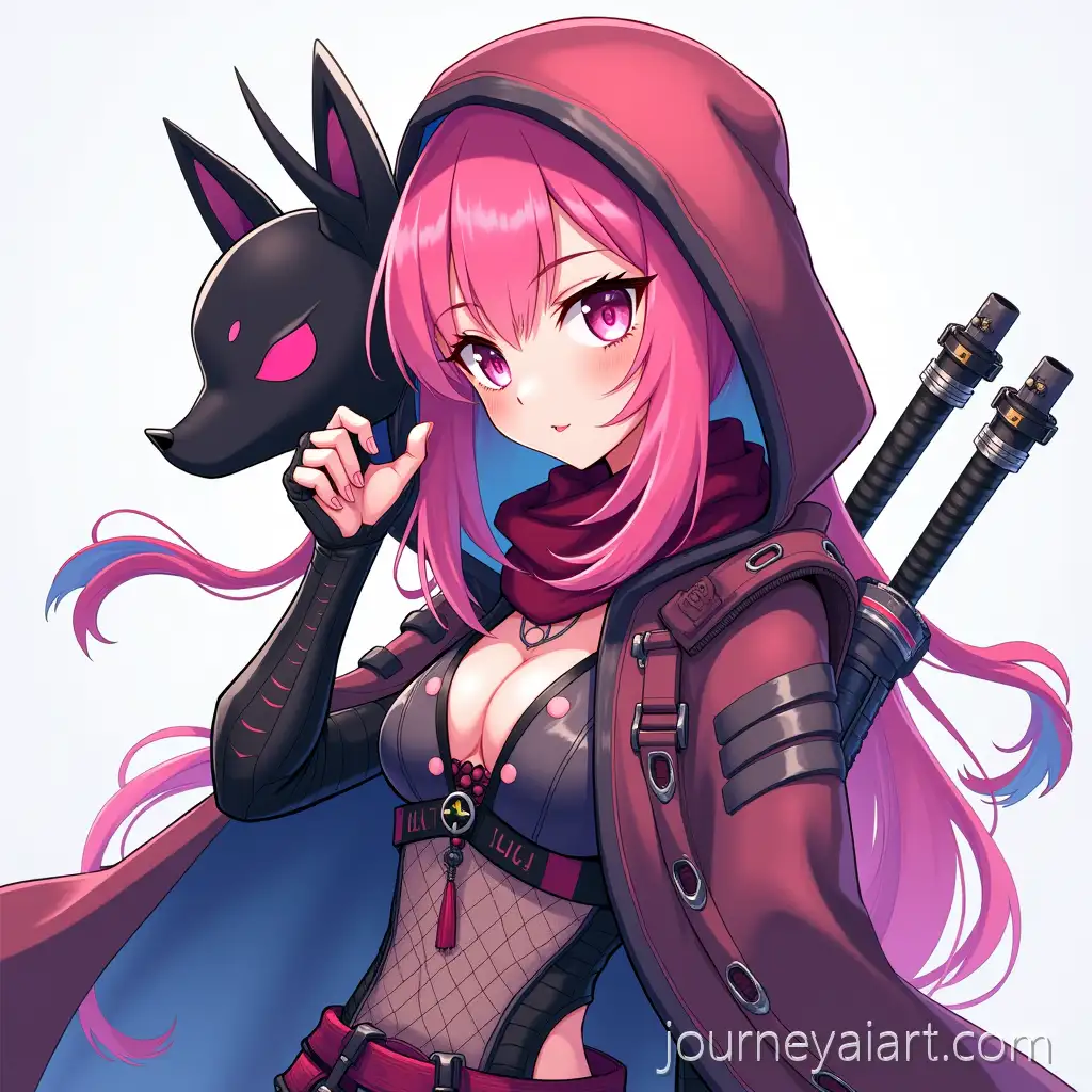 Cyberpunk-Anime-Character-with-Pink-Hair-and-Kitsune-Mask-in-Dynamic-Pose