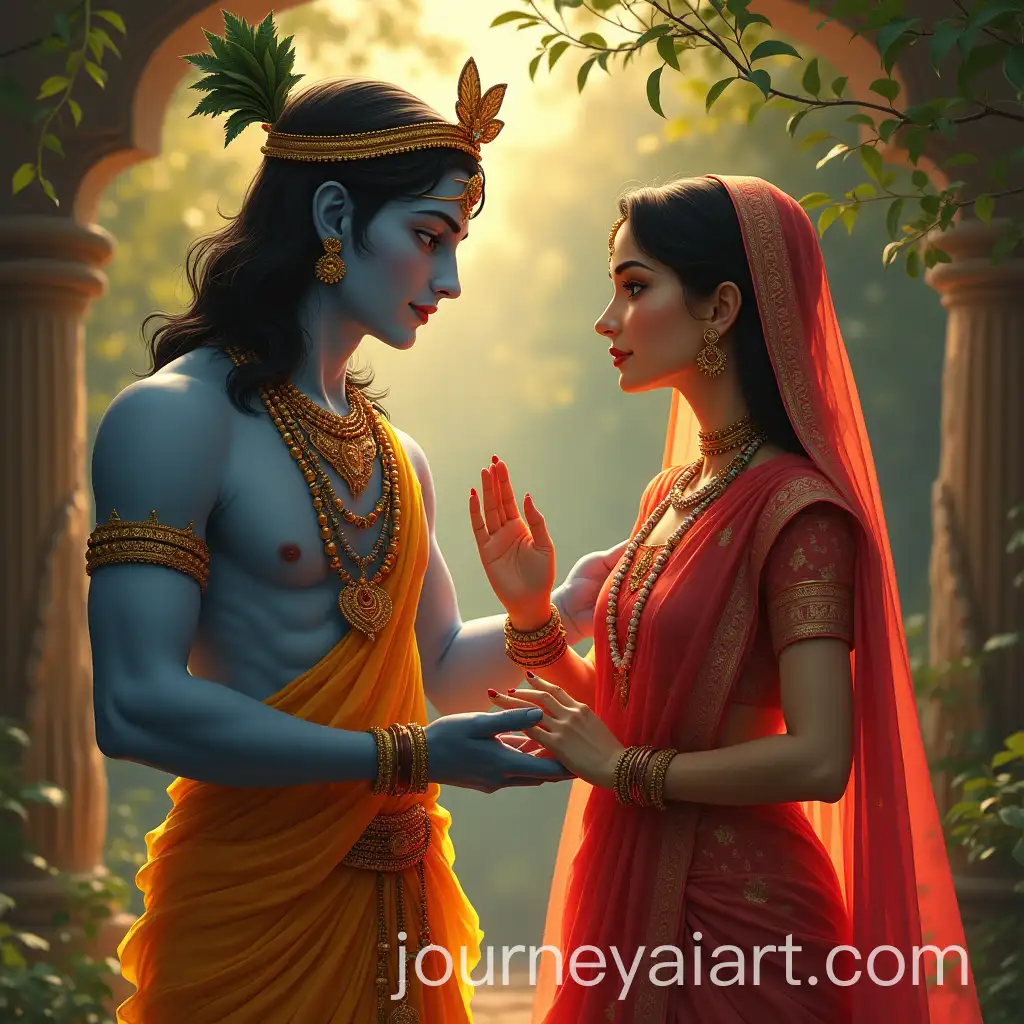 Radha-and-Krishna-Admiring-Each-Other-in-a-Serene-Moment