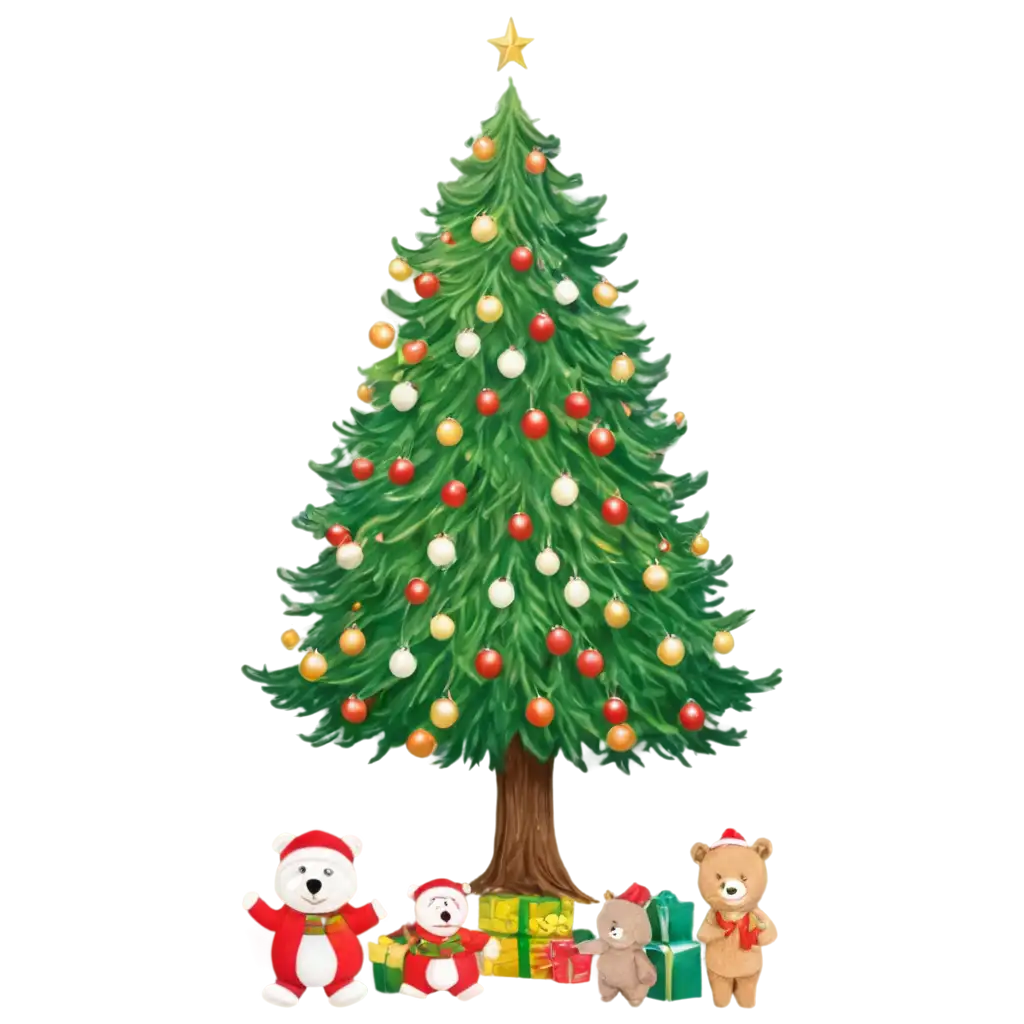 New-Years-Tree-Announcement-PNG-Celebrate-the-Event-with-Santa-Snow-Maiden-Teddy-Bear