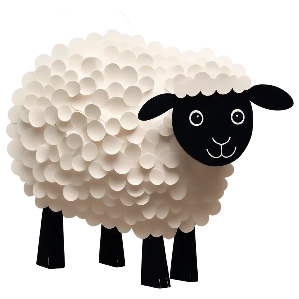 make a card board  cartoon sheep ,   sheep color is black and white