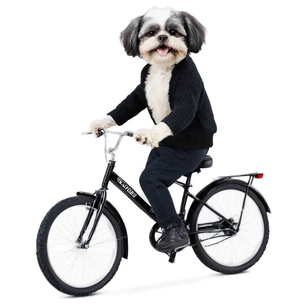 HighQuality-PNG-Image-of-a-Black-and-White-Shitzu-Riding-a-Bike-SEOOptimized-Title