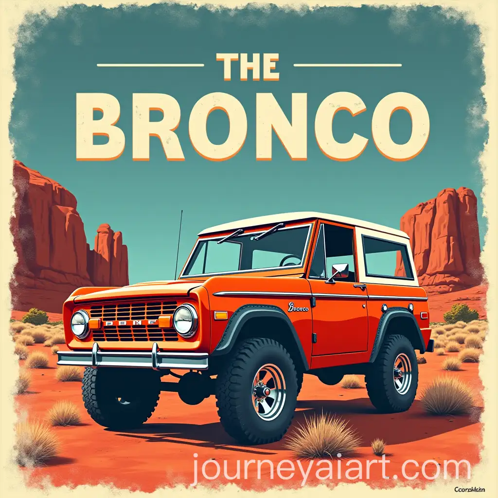 Vintage-Ford-Bronco-Poster-in-Desert-Landscape-with-Retro-Americana-Aesthetic