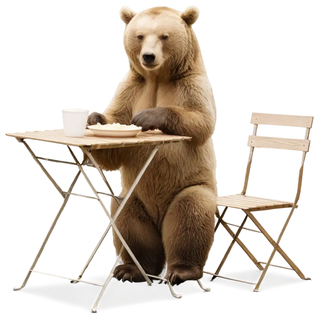 Charming-Bear-Sitting-on-a-Chair-Enjoying-Porridge-PNG-Image-for-HighQuality-Displays