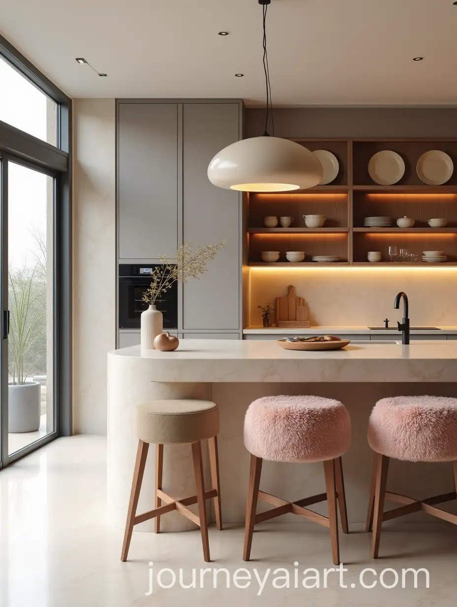 Luxury-Penthouse-Kitchen-with-Sculptural-Island-and-Pastel-Accents