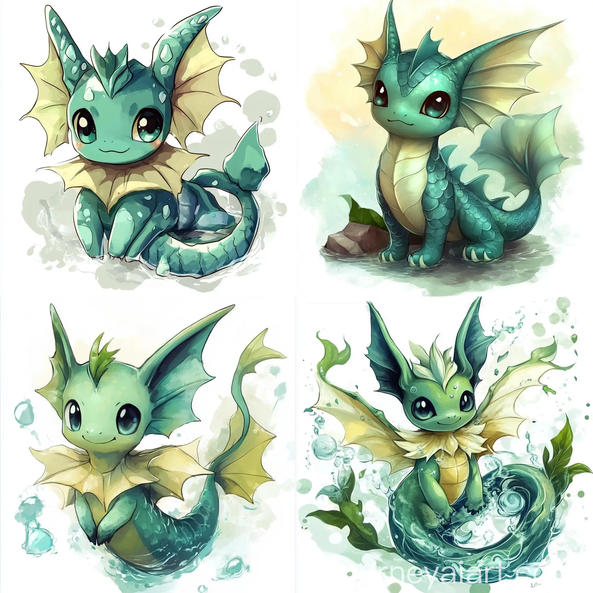 Adorable-Chibi-Vaporeon-Pokmon-with-Green-Body-and-Cute-Stink-Lines