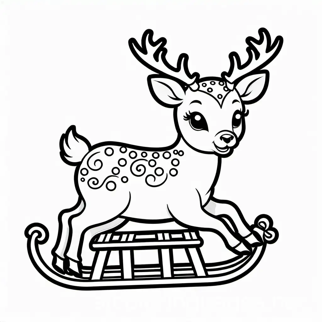 Cute-Christmas-Deer-on-a-Sledge-Coloring-Page-for-Kids