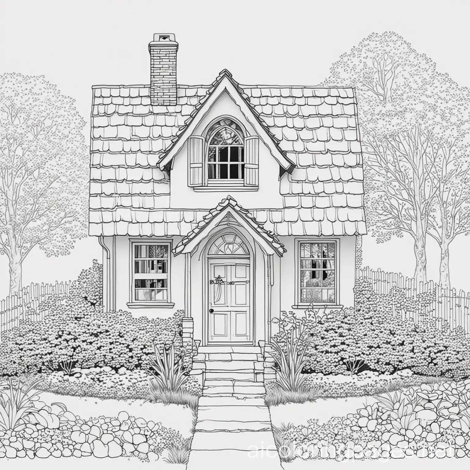 Simple-Black-and-White-Cottage-House-Coloring-Page-for-Kids