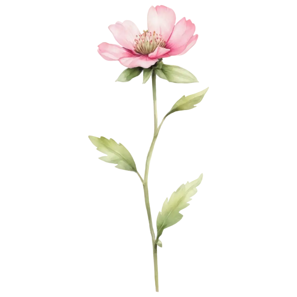 Elegant-Pink-Wildflower-PNG-in-Watercolor-Style-with-Delicate-Petals-and-Green-Stem